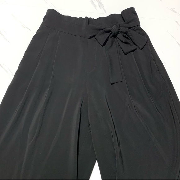 Zara Women’s Like New Black Square Tie Front Ribbon Pants Size Small - Picture 6 of 16
